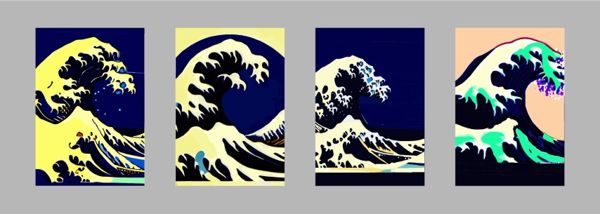 Great Japanese wave. Japanese Print Style Vector Illustration.